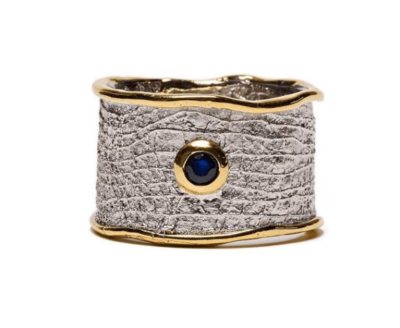 Wide Polka Dot Irregular Sapphire Ring - Image 6
