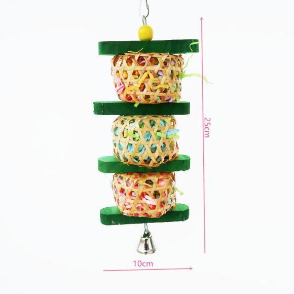 Parrot Supplies Bird Toy Rattan Woven Paper Silk Wood Gnawing Skewers - Image 5
