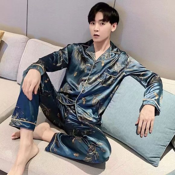 High-grade Ice Silk Short Sleeve Trousers Thin Artificial Silk Loungewear Suit - Image 6