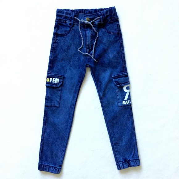 Boys' Monogram Print Multi-pocket Cargo Jeans - Image 4