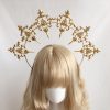 Wheat Ear Cross Feather Church Pope Golden Hair Ornament - Image 2