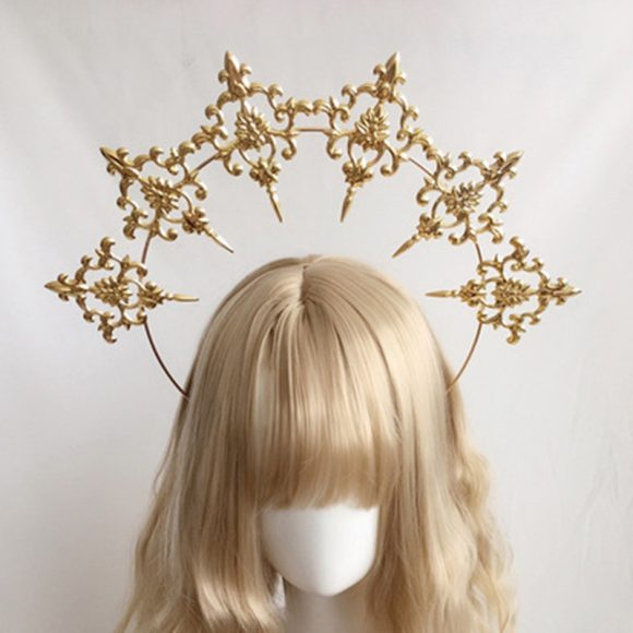 Wheat Ear Cross Feather Church Pope Golden Hair Ornament - Image 2