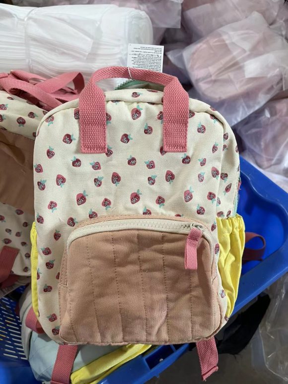 New Cotton Canvas Dopamine Strawberry Multicolor Printing Cute Children Backpack Schoolbag - Image 10
