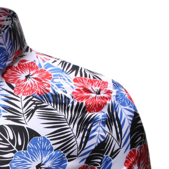 Men's Summer Beach Short-sleeved Floral Shirt - Image 2