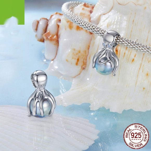 S925 Silver Octopus Beads Ocean Style Diy Beads - Image 5