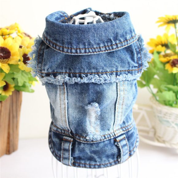 Designer Dog Clothes Small Dog Denim Jacket Coat Cat Costume Puppy Jeans Vest Spring Clothing - Image 6