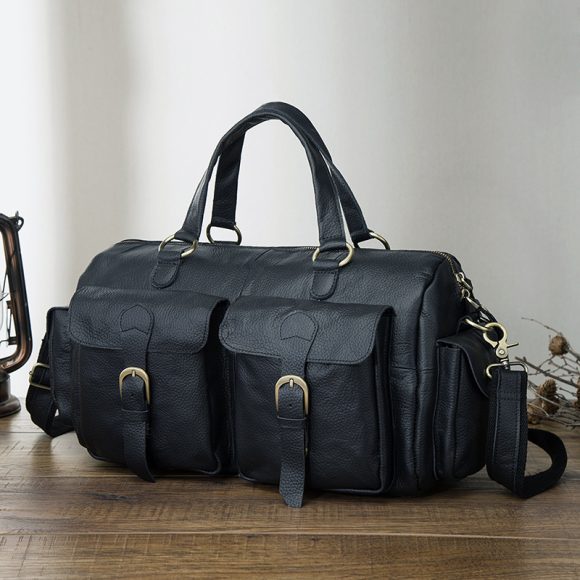 Top Layer Oil Wax Skin Cowhide Leather Retro Men's 14-inch Business Handheld Official Document Bag - Image 9