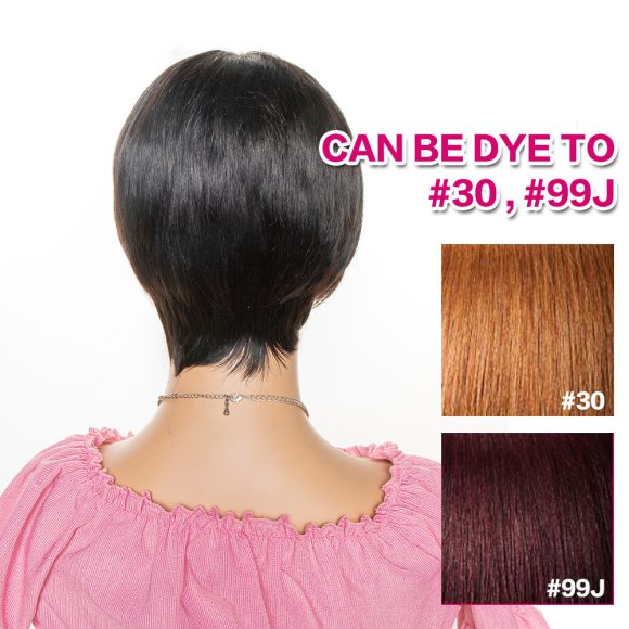 Short Pixie Cut Human Hair Wig With Bang - Image 4