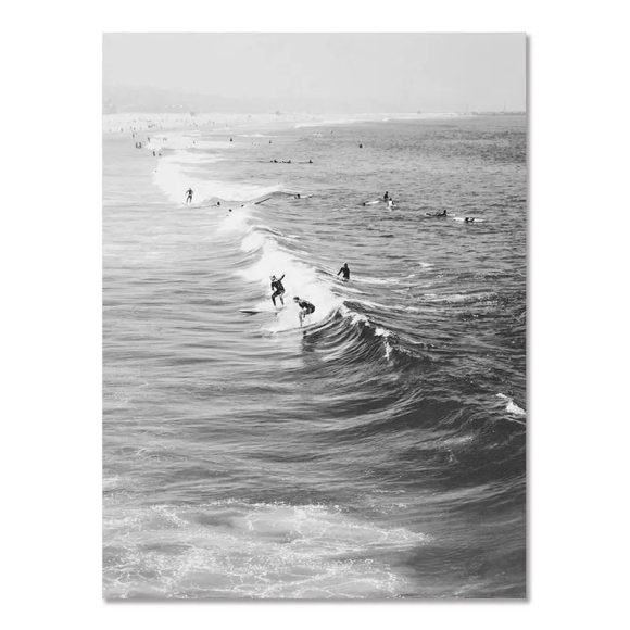 Nordic Modern Black And White Seaside Landscape Holiday Surfing Background Wall Poster Frameless Painting - Image 3