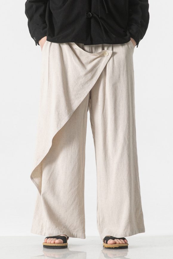 Cotton And Linen Casual Trousers Retro Plus Size Fashion Linen Men's Wide Leg Pants - Image 3