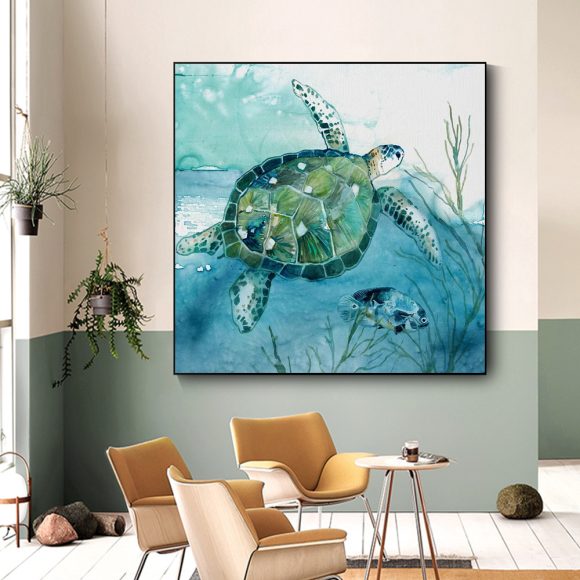 Turtle Canvas Painting Wall Art Poster - Image 10