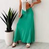 European And American Drawstring Stitching Su Pleated Solid Color Women's Skirt