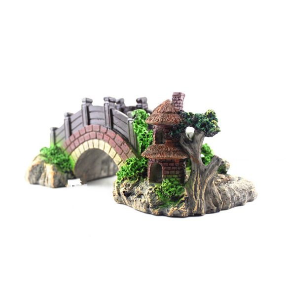 Resin Bridge Arch Bridge Black Red Bridge Fish Tank Landscaping Decoration Bridge Aquarium Equipment Accessories Turtle Climbing Platform Retro Arch Bridge - Image 2