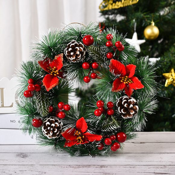 Handmade Simulation Of Christmas Wreath Hanging On The Door - Image 3
