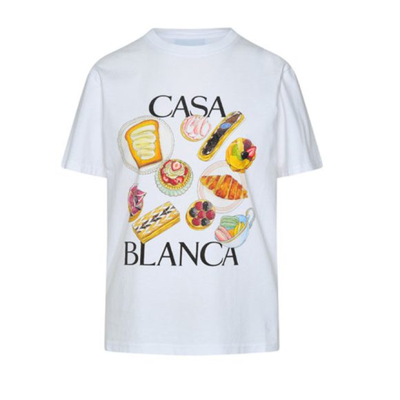 Afternoon Tea Hamburger Printed Loose All-match Short Sleeve Fashion Brand T-shirt - Image 2