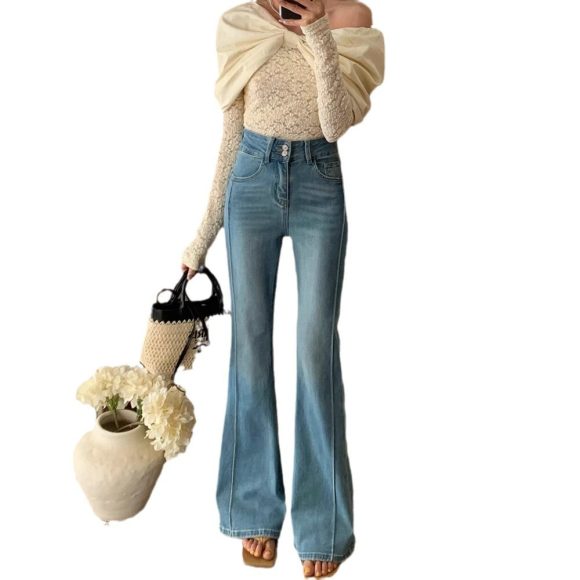 Women's High Waist Stretch Slim Bell-bottom Pants - Image 6