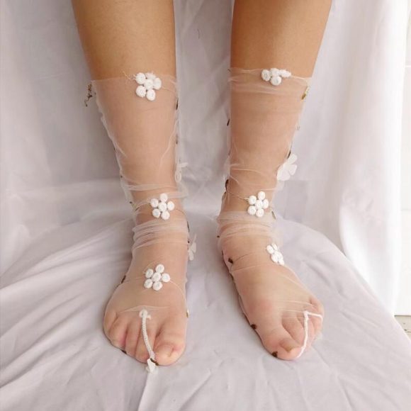 Women's Three-dimensional Flower Transparent Net Socks - Image 5