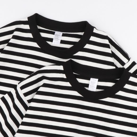Striped Short Sleeve Simple Men's Versatile T-shirt Loose Top Half Sleeve Slim Striped Navy Skirt - Image 3