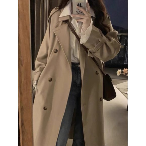 New Spring And Autumn British Style Mid-length Early Autumn Trench Coat For Women - Image 3