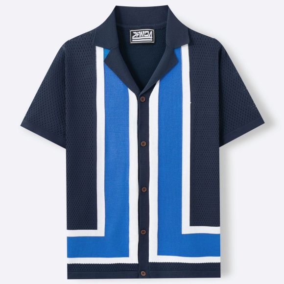 Men's Summer New Striped Contrast Color Knitwear Top - Image 7