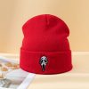 Halloween Dark Embroidered Ghost Face Skeleton Head Fashion Autumn And Winter Warm Fashion Men's And Women's Knitted Hat - Image 2