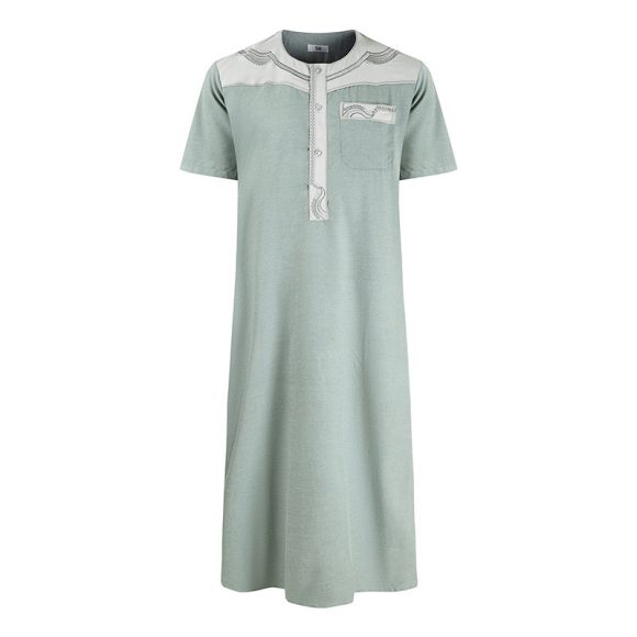 Men's Robe Pocket Contrast Color Middle East Short Sleeve - Image 4