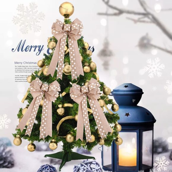 Linen Beige Bow Christmas Tree Pendant - Image 6