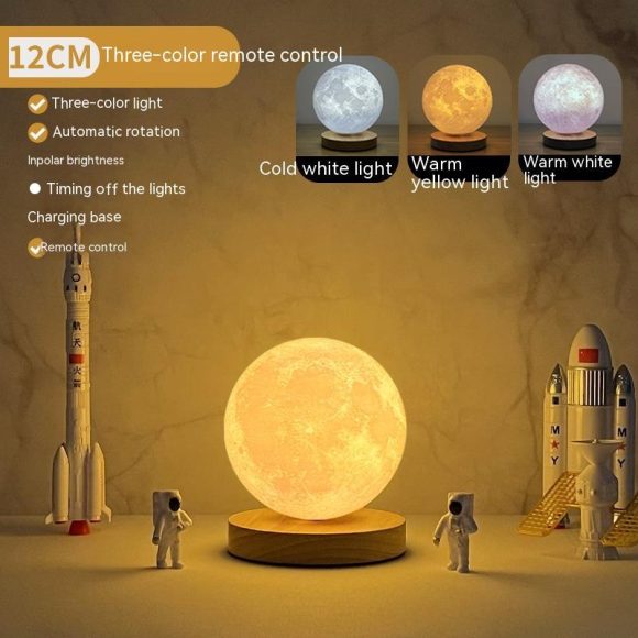 Creative 3D Magnetic Floating Levitating Moon Lamp Touch Control 3 Color Moon Light Lunar Night Light For Home Office Room Decor - Image 3