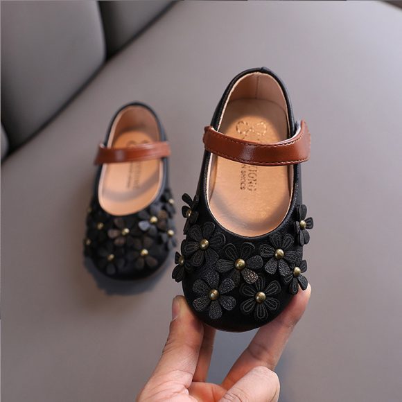 Girls' Small Leather Shoes, Female Babies, Flower Single Shoes, Soft Soles, Little Girls - Image 5