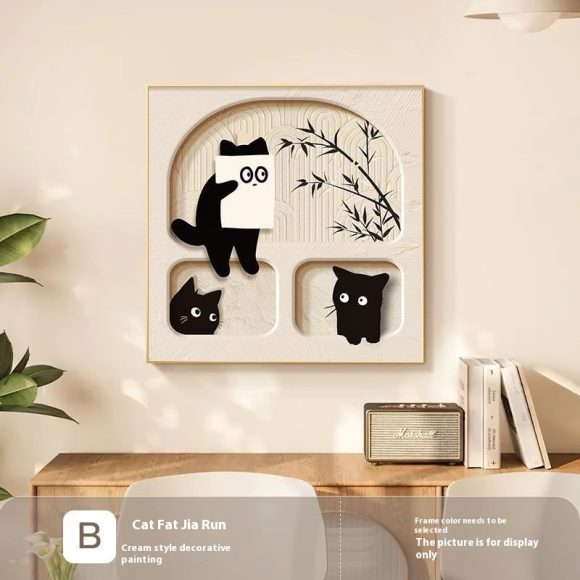 Cute Cat Dining Roomliving Room Cream Style Desktop Decorative Painting - Image 6