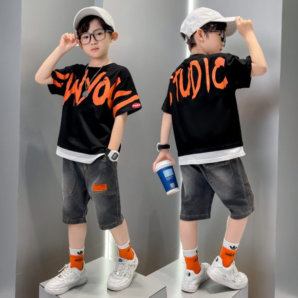 Big Boy's Short Sleeve Suit T-shirt Trendy - Image 3