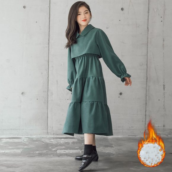 Corduroy Cotton Children's Clothing Trendy Fan Thick Warm Skirt - Image 2
