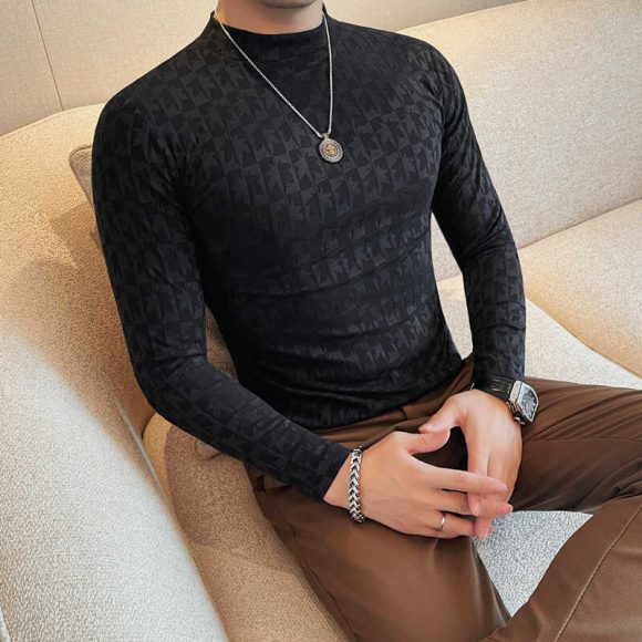 Men's Half-high Collar T-shirt Fashion Trend - Image 4