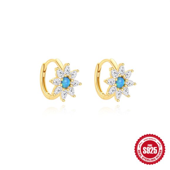 Sterling Silver Blue Opal Water Drop Zircon Earrings - Image 6