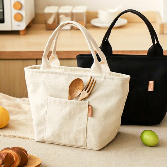 Thick Aluminum Foil Canvas Student Office Worker Lunch Bag - Image 7