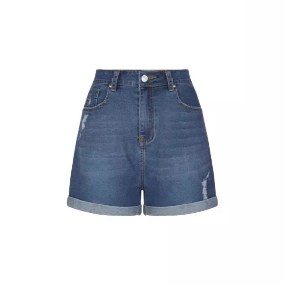 Straight Slim-fit Worn-out Curling Denim Shorts - Image 3