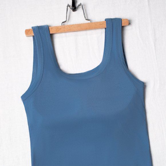Solid Color Outerwear Thread U Collar Wide Shoulder Strap Vest Top - Image 3