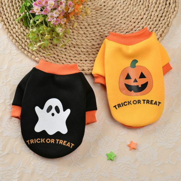 Halloween Pumpkin Skull Pet Teddy Small Dog Autumn Winter Sweater - Image 7