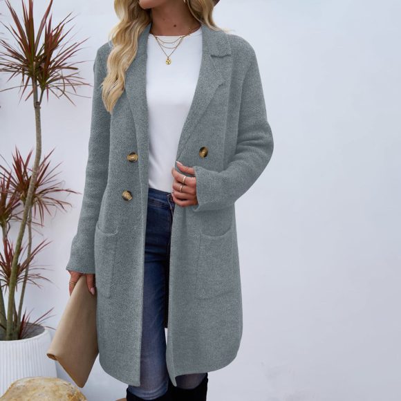 Women's Fashionable All-match Mid-length Woolen Coat Suit Jacket - Image 9