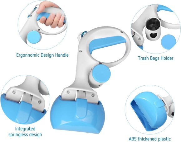 Pet Pooper Scooper For Dogs And Cats With Trash Bags Holder Non-Breakable High Strength Material Poop Scooper For Easy Grass And Gravel Pick Up Including A Roll Of Trash Bag - Image 8