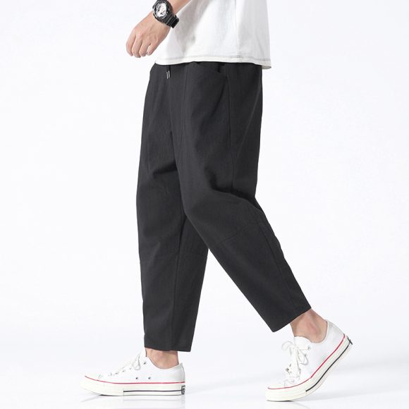 Loose Cotton Linen Cropped Harem Pants Casual - Image 6