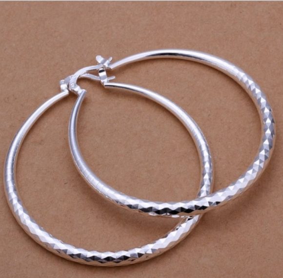 925 Silver Exaggerated Large Hoop Earrings Hoop Earrings - Image 5