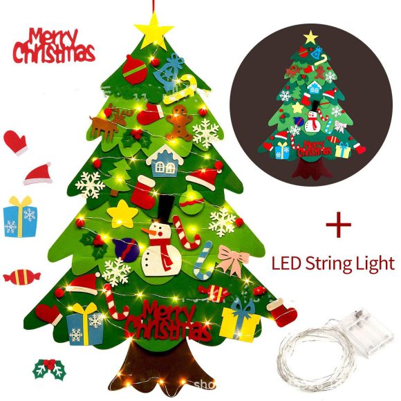 Children's DIY felt Christmas tree with lights - Image 7