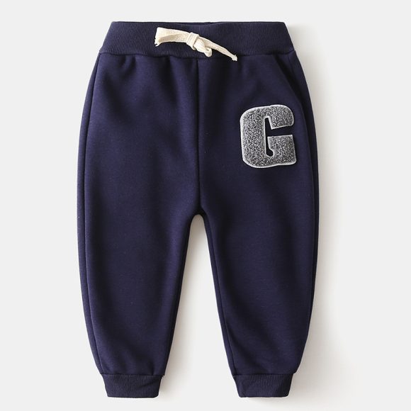 Children's Clothing Boys' Letter Embroidered Plus Velvet Pants Baby Thickened Trousers Warm Pants - Image 5
