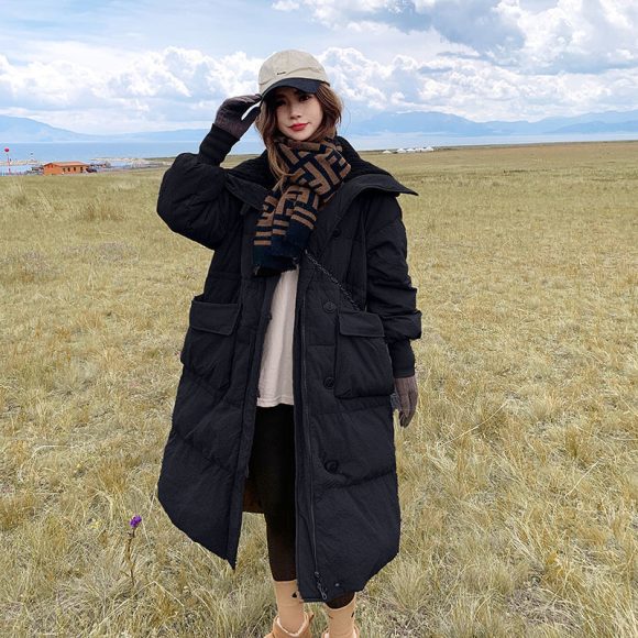 Below The Knee Korean Style Fashion Loose Cotton Coat - Image 7