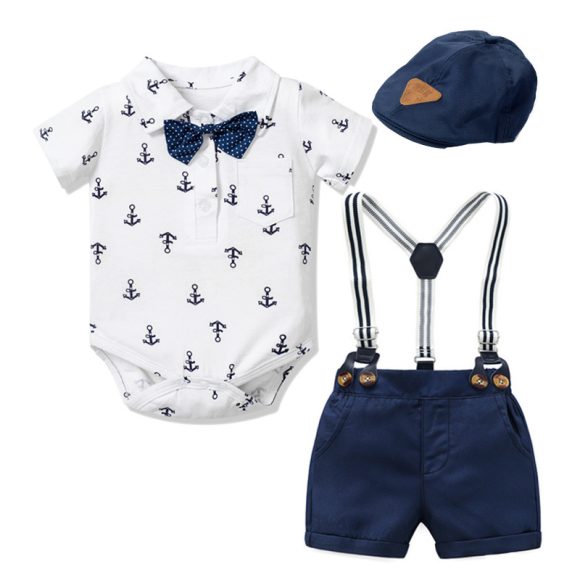 Baby Boy Gentleman Clothes Printed Triangle Romper - Image 4