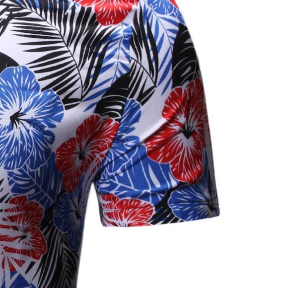 Men's Summer Beach Short-sleeved Floral Shirt - Image 7