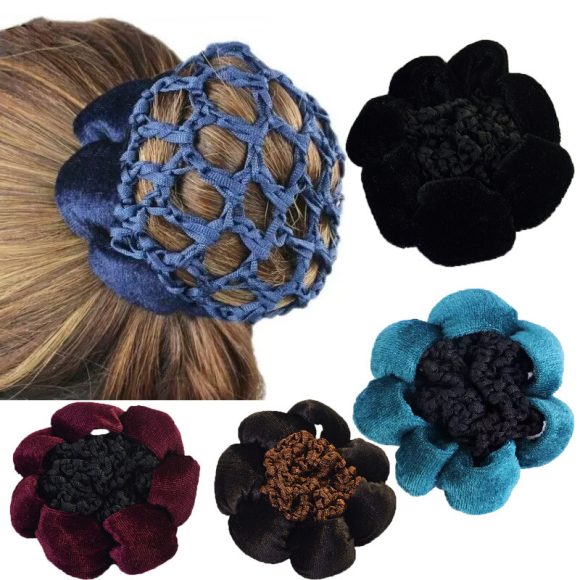 Solid Color Performance Dance Velvet Headband With Hair Mesh Bag - Image 8