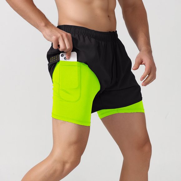 Men's Loose Three-point Quick-drying Lined Anti-exposure Double-layer Fitness Shorts - Image 4