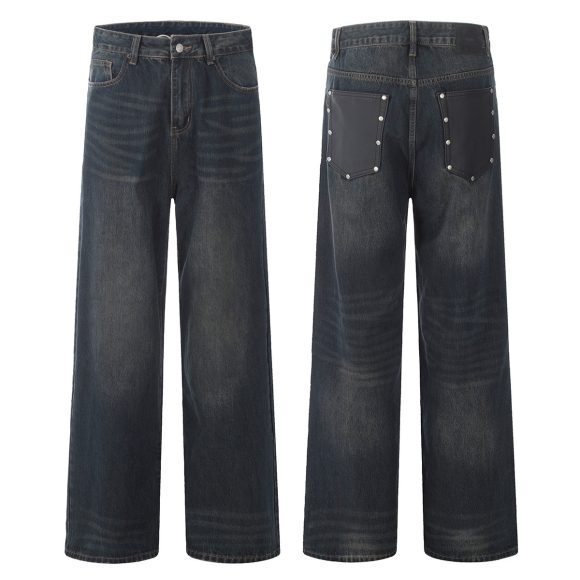 Retro Old Blue Jeans Washed Old Loose New Slimming - Image 3